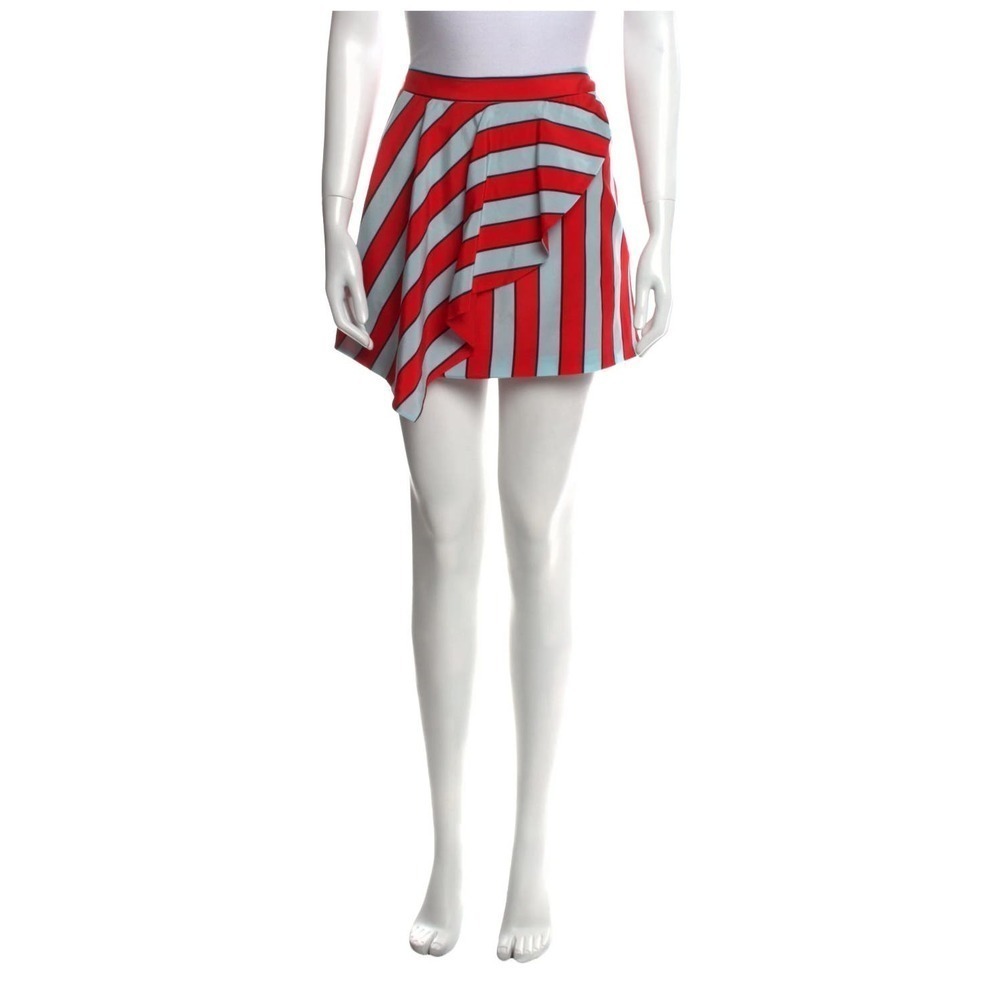 Alice + Olivia Red & Blue Striped Silk Mini Skirt – Size M (With Tags)